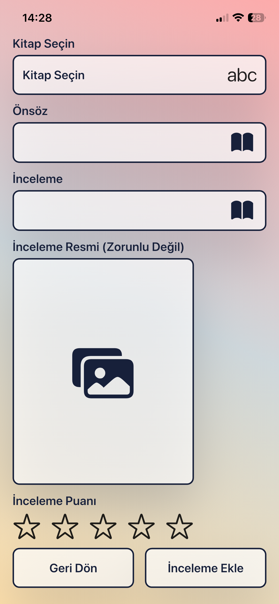 Kitapp İnceleme Ekranı
